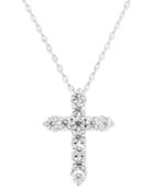 Eliot Danori Silver-tone Crystal Cross Pendant Necklace