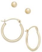 2-pc. Set Ball Studs And Hoop Earrings In 10k Gold