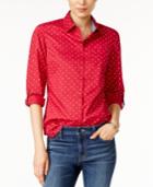 Tommy Hilfiger Polka-dot Roll-tab Shirt, Only At Macy's