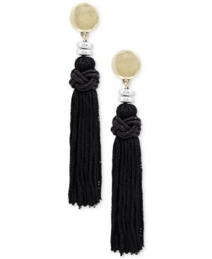 Lucky Brand Gold-tone Stud & Maroon Tassel Drop Earrings