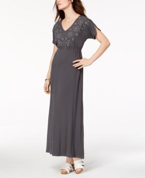 Style & Co Embroidered Maxi Dress, Created For Macy's