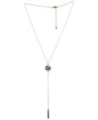 Rachel Rachel Roy Gold-tone Multi-stone Flower Cluster Lariat Necklace, 18 + 2 Extender