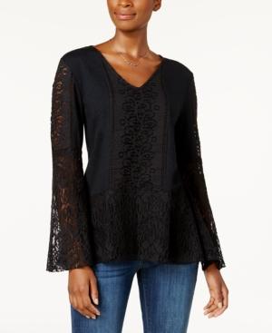 Style & Co Lace Bell-sleeve Top, Created For Macy's