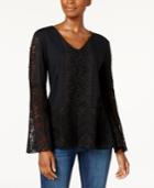 Style & Co Lace Bell-sleeve Top, Created For Macy's