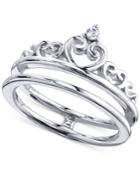 Unwritten Cubic Zirconia Split Shank Crown Ring In Sterling Silver