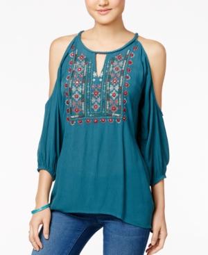 American Rag Embellished Cold-shoulder Peasant Top, Only At Macy's