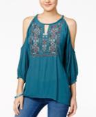 American Rag Embellished Cold-shoulder Peasant Top, Only At Macy's