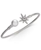 Danori Silver-tone Crystal Star & Imitation Pearl Cuff Bracelet, Created For Macy's