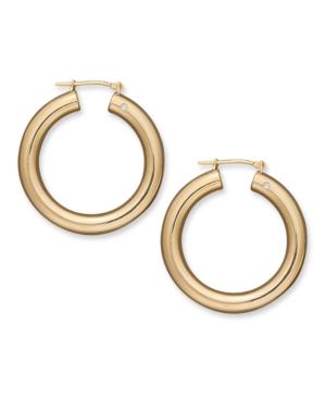 Signature Gold Diamond Accent Round Hoop Earrings In 14k Gold Over Resin