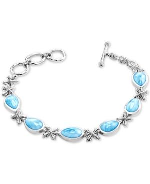 Marahlago Larimar Floral Toggle Bracelet In Sterling Silver