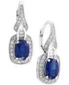 Royale Bleu By Effy Sapphire (1-9/10 Ct. T.w.) And Diamond (3/8 Ct. T.w.) Drop Earrings In 14k White Gold