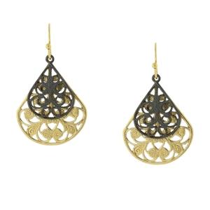 2029 Filigree Pearshape Overlay Drop Earrings