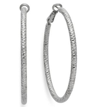 Inc International Concepts Silver-tone Small Textured Hoop Earrings