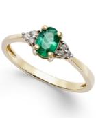 Emerald (2/5 Ct. T.w.) And Diamond Accent Ring In 10k Gold