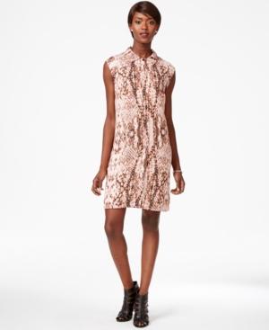 Bar Iii Cap-sleeve Printed Shirtdress, Only At Macy's