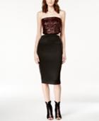 Rachel Rachel Roy Strapless Midi Dress With Sequined Bust And Side Cutouts