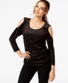 Ny Collection Cold-shoulder Velvet Burnout Top