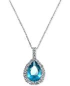 Giani Bernini Aqua & Clear Cubic Zirconia Pendant Necklace In Sterling Silver, Created For Macy's