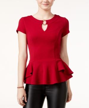 Bcx Juniors' Keyhole Peplum Top