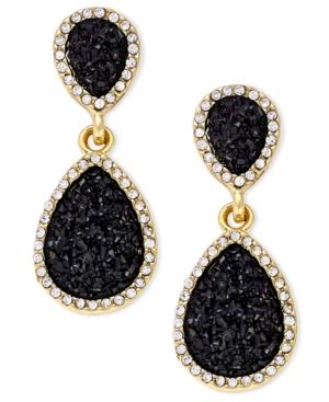 Inc International Concepts Gold-tone Jet Glitter Teardrop Drop Earrings, Only At Macy's