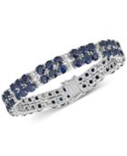 Emerald (18 Ct. T.w.) & White Topaz (2 Ct. T.w.) Tennis Bracelet In Sterling Silver (also In Tanzanite & Sapphire)