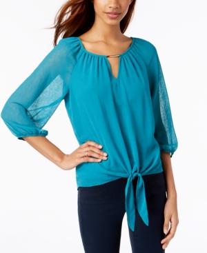 Bcx Juniors' Embellished Tie-front Top