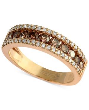 Espresso By Effy Brown And White Diamond Three-row Ring (7/8 Ct. T.w.) In 14k Gold