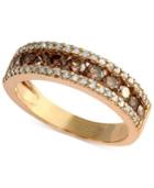 Espresso By Effy Brown And White Diamond Three-row Ring (7/8 Ct. T.w.) In 14k Gold