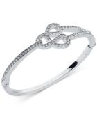 Anne Klein Silver-tone Pave Weave Bangle Bracelet