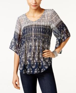 Style & Co Printed Pleated Top, Only At Macy's
