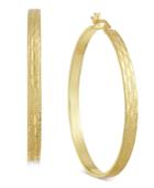 Essentials Gold Plated Textured Flat Hoop Earrings