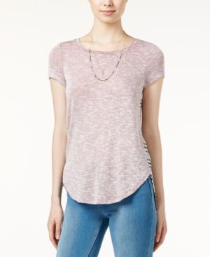 Almost Famous Juniors' Plaid-back High-low Top