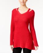 Style & Co. Cutout High-low Sweater, Only At Macy's