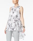 Alfani Floral-print Flyaway High-low Blouse, Only At Macy's