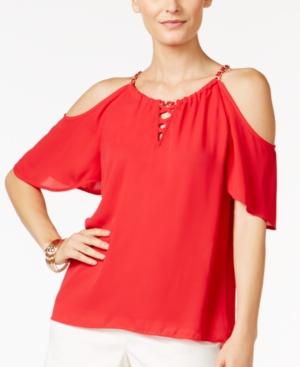 Thalia Sodi Lace-up Cold-shoulder Top, Only At Macy's
