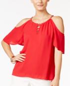 Thalia Sodi Lace-up Cold-shoulder Top, Only At Macy's