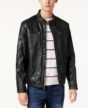 Kenneth Cole Men's Marbleized Faux-leather Moto Jacket