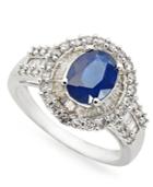 14k White Gold Ring, Sapphire (1-1/2 Ct. T.w.) And Diamond (3/4 Ct. T.w.) Oval Ring