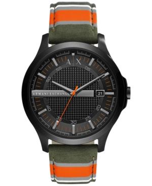 Ax Armani Exchange Men's Orange Stripe Fabric Strap Watch 46mm Ax2198