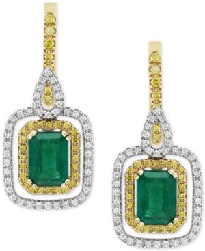 Final Call By Effy Emerald (1-9/10 Ct. T.w.) & Diamond (5/8 Ct T.w.) Drop Earrings In 14k Gold & White Gold