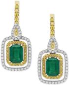 Final Call By Effy Emerald (1-9/10 Ct. T.w.) & Diamond (5/8 Ct T.w.) Drop Earrings In 14k Gold & White Gold