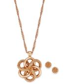 Charter Club Rose Gold-tone Knot Pendant Necklace & Stud Earrings