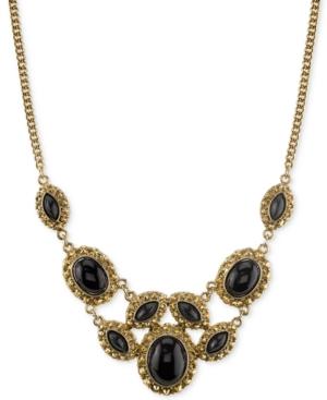 2028 Gold-tone Black Stone Ornate Statement Necklace, A Macy's Exclusive Style