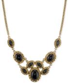 2028 Gold-tone Black Stone Ornate Statement Necklace, A Macy's Exclusive Style