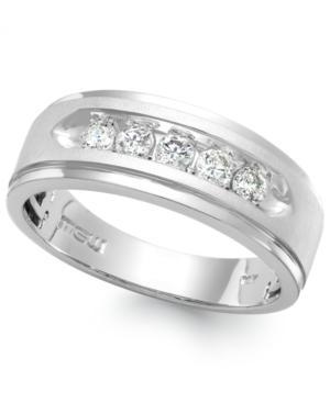 Men's Five-stone Diamond Ring In 10k White Gold (1/4 Ct. T.w.)