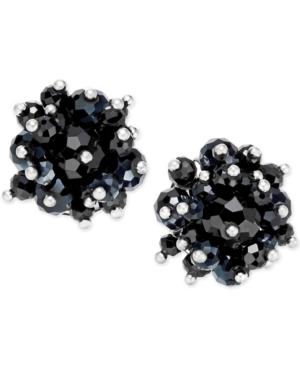 Inc International Concepts Silver-tone Jet Bead Clip-on Earrings