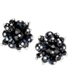 Inc International Concepts Silver-tone Jet Bead Clip-on Earrings