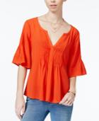 Sanctuary Willow Embroidered Pleat-detail Top