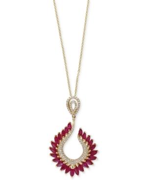 Effy Final Call Ruby (4-3/8 Ct. T.w.) And Diamond (1/2 Ct. T.w.) Pendant Necklace In 14k Gold