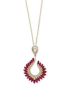 Effy Final Call Ruby (4-3/8 Ct. T.w.) And Diamond (1/2 Ct. T.w.) Pendant Necklace In 14k Gold